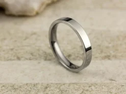 Titanium Flat Court Easy Fit Polished Wedding Ring 3.0mm, Size J, 1.6mm Wall