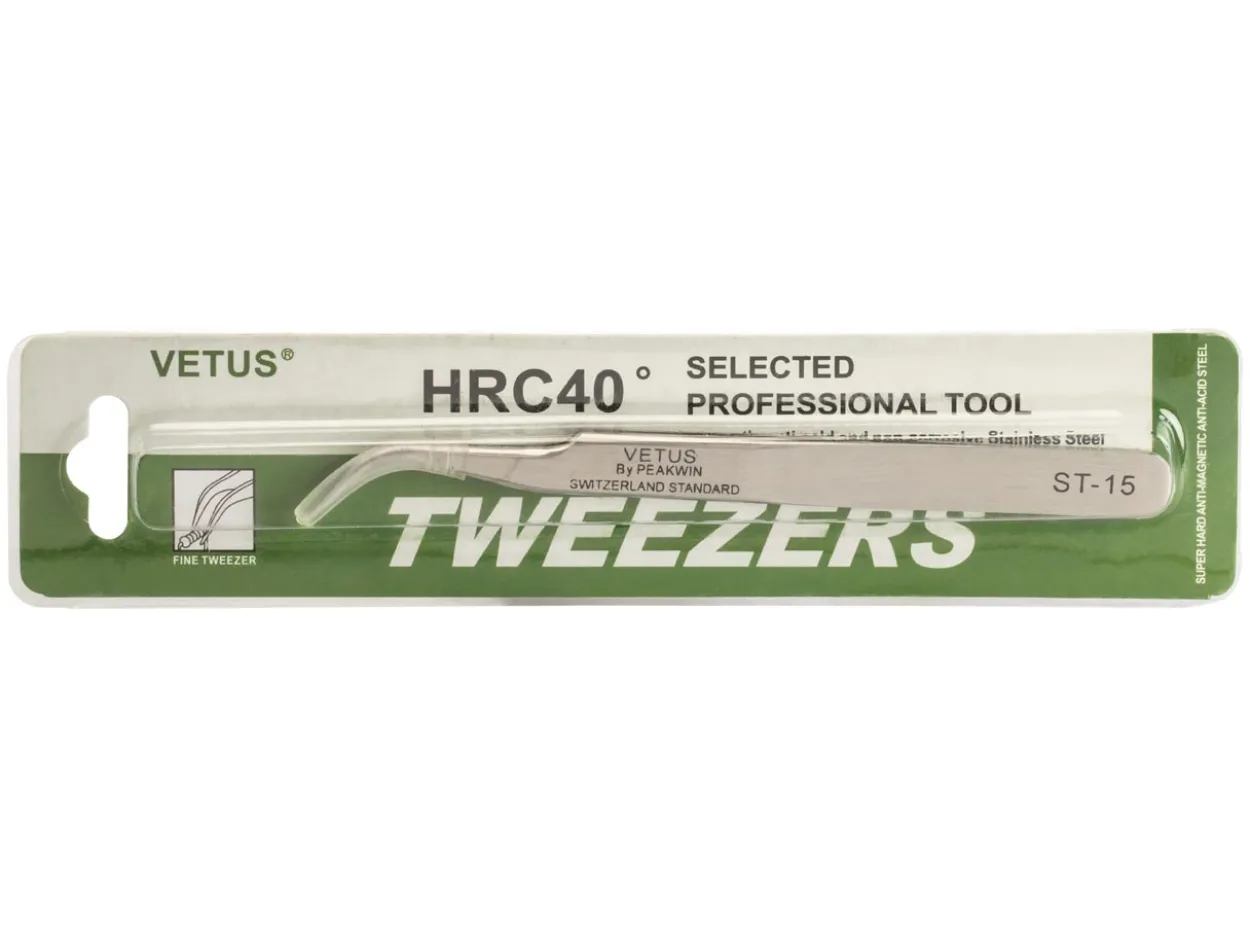Vetus Professional Stainless Steel Elbow Tweezers, St-15 144mm