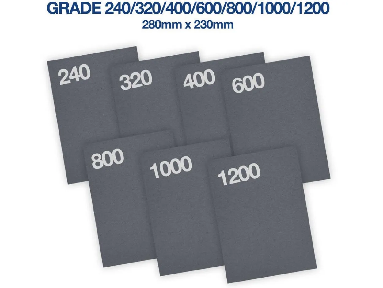 Wet And Dry Paper 7 Piece Multi Grit Pack, Grades 240-1200