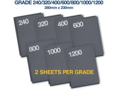 Wet And Dry Paper 14 Piece Multi Grit Pack, Grades 240-1200