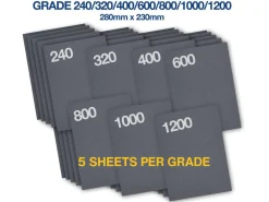 Wet And Dry Paper 35 Piece Multi Grit Pack, Grades 240-1200
