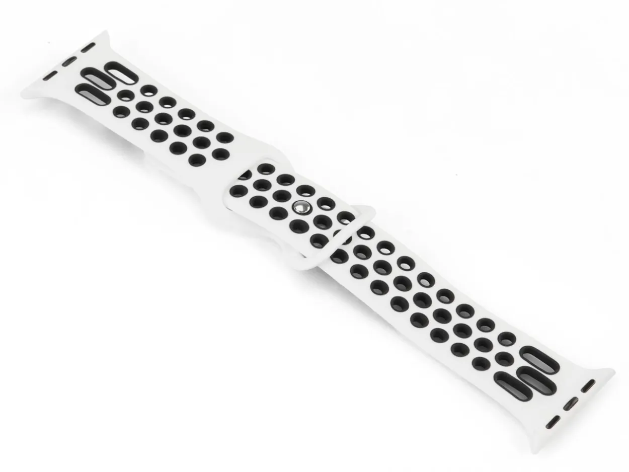 White And Black Dual Tone Silicone Strap For Apple Watch, Compatible With 42/44/45/49mm Models