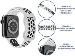 White And Black Dual Tone Silicone Strap For Apple Watch, Compatible With 42/44/45/49mm Models