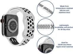 White And Black Dual Tone Silicone Strap For Apple Watch, Compatible With 38/40/41mm Models