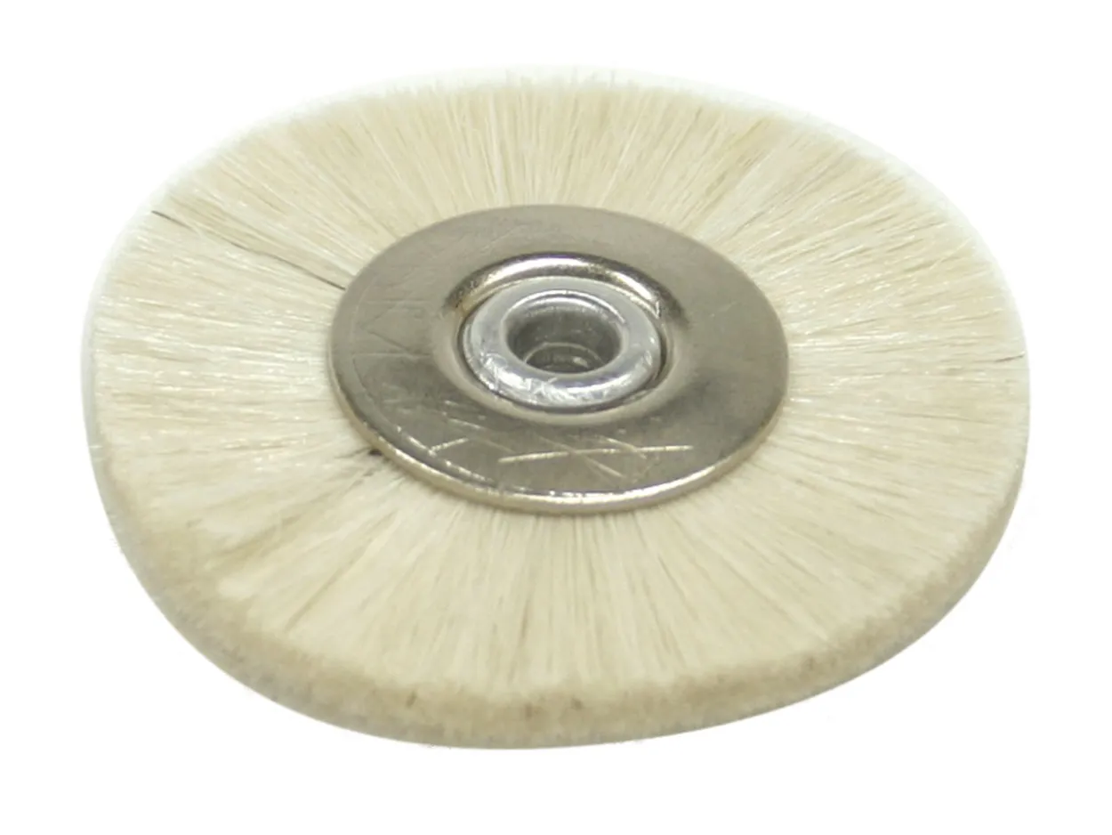 White Bristle Lathe Brush 2" Soft White-metal Centre