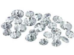White Cubic Zirconia, Oval Mixed Sizes 5,6, 7mm, Pack of 25 PMC Safe, Sizes May Vary Slightly