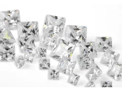 White Cubic Zirconia, Square Mixed Sizes 2,3,4mm Pack of 25 PMC Safe, Sizes May Vary Slightly