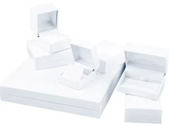 White Leatherette Stud Earring Box