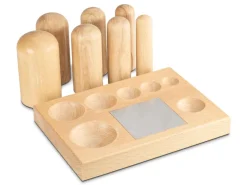 Wooden Dapping Block And 7 Shaping Punches With Steel Plate