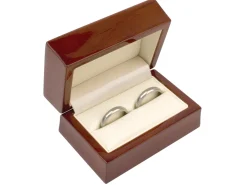 Wooden Double Ring Box, Mahogany Colour