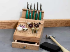 Wooden Plier, Burr And File Benchtop Organiser With Drawer